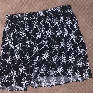 Black and white floral skirt